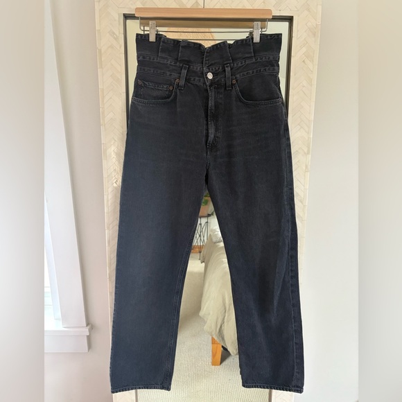 AGOLDE Ultra High-Rise Ruffled Straight Jeans - Picture 4 of 5